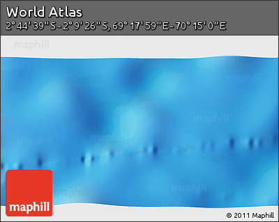 Physical 3D Map of the Area around 2° 27' 3" S, 69° 46' 30" E