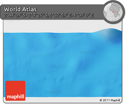 Shaded Relief 3D Map of the Area around 2° 27' 3" S, 6° 1' 30" E