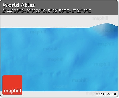 Shaded Relief 3D Map of the Area around 2° 27' 3" S, 6° 1' 30" E