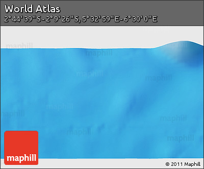 Shaded Relief 3D Map of the Area around 2° 27' 3" S, 6° 1' 30" E
