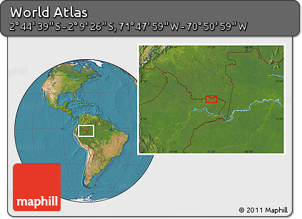 Satellite Location Map of the Area around 2° 27' 3" S, 71° 19' 29" W
