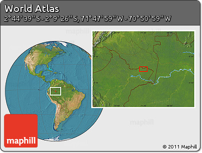 Satellite Location Map of the Area around 2° 27' 3" S, 71° 19' 29" W