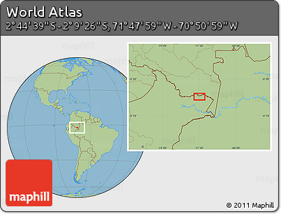 Savanna Style Location Map of the Area around 2° 27' 3" S, 71° 19' 29" W