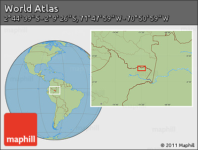 Savanna Style Location Map of the Area around 2° 27' 3" S, 71° 19' 29" W