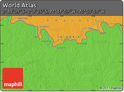Political Map of the Area around 2° 27' 3" S, 71° 19' 29" W