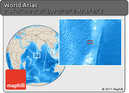 Shaded Relief Location Map of the Area around 2° 27' 3" S, 72° 19' 29" E