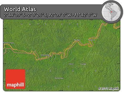 Satellite Map of the Area around 2° 27' 3" S, 72° 10' 30" W