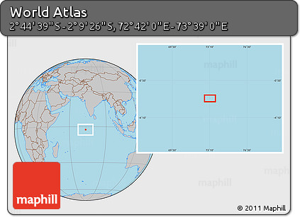 Gray Location Map of the Area around 2° 27' 3" S, 73° 10' 30" E