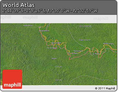 Satellite 3D Map of the Area around 2° 27' 3" S, 73° 1' 30" W