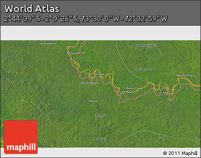 Satellite 3D Map of the Area around 2° 27' 3" S, 73° 1' 30" W