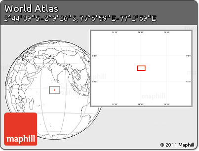 Blank Location Map of the Area around 2° 27' 3" S, 76° 34' 29" E