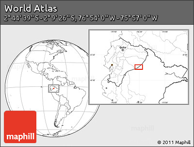 Blank Location Map of the Area around 2° 27' 3" S, 76° 25' 30" W