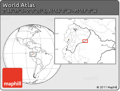 Blank Location Map of the Area around 2° 27' 3" S, 76° 25' 30" W