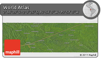 Satellite Panoramic Map of the Area around 2° 27' 3" S, 76° 25' 30" W