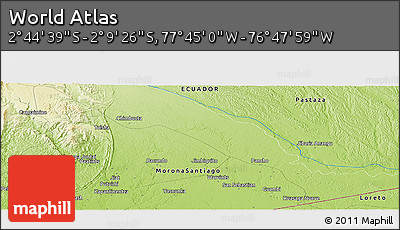 Physical Panoramic Map of the Area around 2° 27' 3" S, 77° 16' 30" W