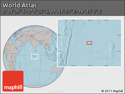 Gray Location Map of the Area around 2° 27' 3" S, 78° 16' 30" E, hill shading