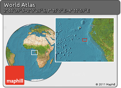 Satellite Location Map of the Area around 2° 27' 3" S, 7° 43' 29" E