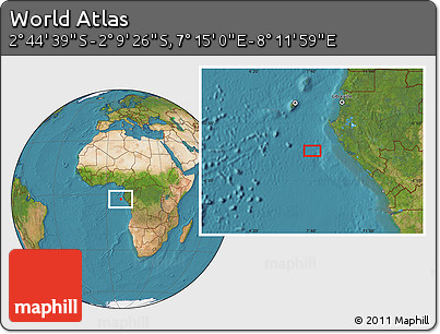 Satellite Location Map of the Area around 2° 27' 3" S, 7° 43' 29" E
