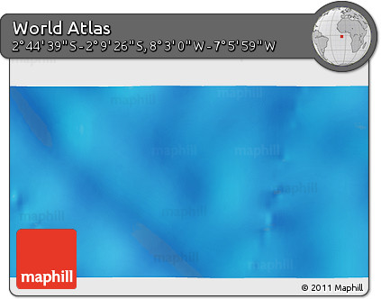 Physical 3D Map of the Area around 2° 27' 3" S, 7° 34' 30" W
