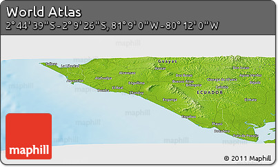 Physical Panoramic Map of the Area around 2° 27' 3" S, 80° 40' 30" W
