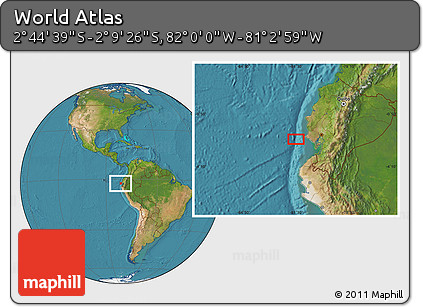 Satellite Location Map of the Area around 2° 27' 3" S, 81° 31' 30" W