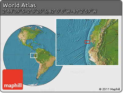 Satellite Location Map of the Area around 2° 27' 3" S, 81° 31' 30" W