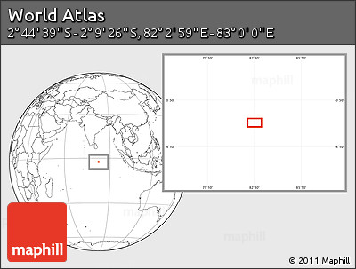 Blank Location Map of the Area around 2° 27' 3" S, 82° 31' 30" E