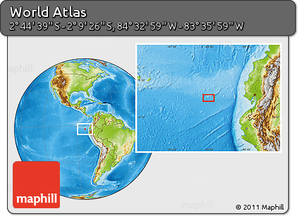 Physical Location Map of the Area around 2° 27' 3" S, 84° 4' 29" W