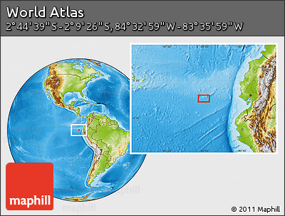 Physical Location Map of the Area around 2° 27' 3" S, 84° 4' 29" W