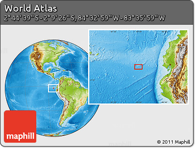 Physical Location Map of the Area around 2° 27' 3" S, 84° 4' 29" W