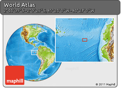 Physical Location Map of the Area around 2° 27' 3" S, 84° 55' 30" W