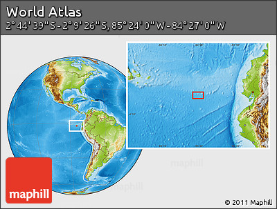 Physical Location Map of the Area around 2° 27' 3" S, 84° 55' 30" W