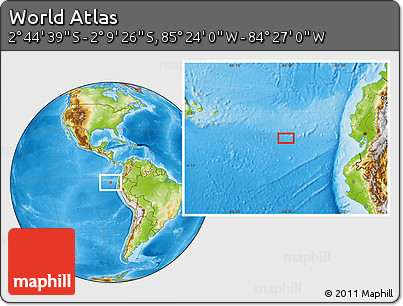 Physical Location Map of the Area around 2° 27' 3" S, 84° 55' 30" W