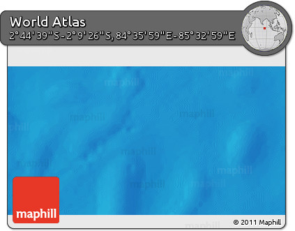 Shaded Relief 3D Map of the Area around 2° 27' 3" S, 85° 4' 29" E