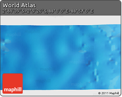 Shaded Relief 3D Map of the Area around 2° 27' 3" S, 88° 28' 29" E