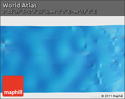 Shaded Relief 3D Map of the Area around 2° 27' 3" S, 88° 28' 29" E