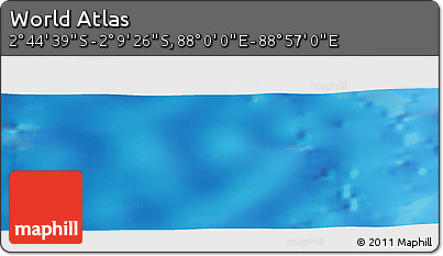 Shaded Relief Panoramic Map of the Area around 2° 27' 3" S, 88° 28' 29" E