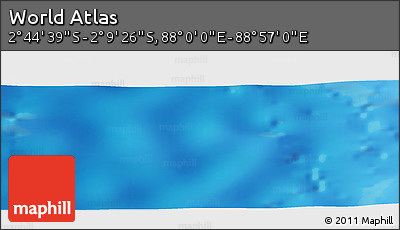 Shaded Relief Panoramic Map of the Area around 2° 27' 3" S, 88° 28' 29" E