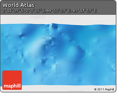 Shaded Relief 3D Map of the Area around 2° 27' 3" S, 89° 19' 29" E