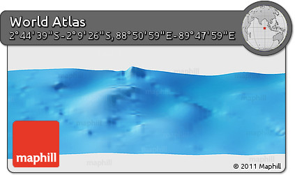 Physical Panoramic Map of the Area around 2° 27' 3" S, 89° 19' 29" E