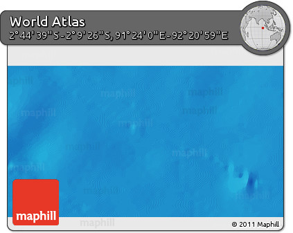 Shaded Relief 3D Map of the Area around 2° 27' 3" S, 91° 52' 30" E