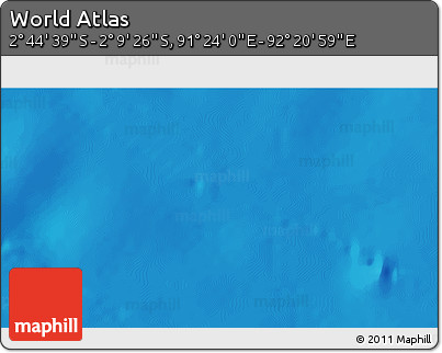Shaded Relief 3D Map of the Area around 2° 27' 3" S, 91° 52' 30" E