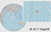 Gray Location Map of the area around 2° 27' 3" S, 92° 43' 29" E, hill shading