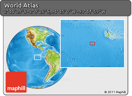 Physical Location Map of the Area around 2° 27' 3" S, 94° 16' 30" W