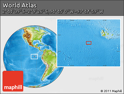 Physical Location Map of the Area around 2° 27' 3" S, 94° 16' 30" W