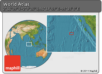 Satellite Location Map of the Area around 2° 27' 3" S, 95° 16' 30" E