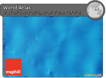Physical Map of the Area around 2° 27' 3" S, 96° 58' 29" E