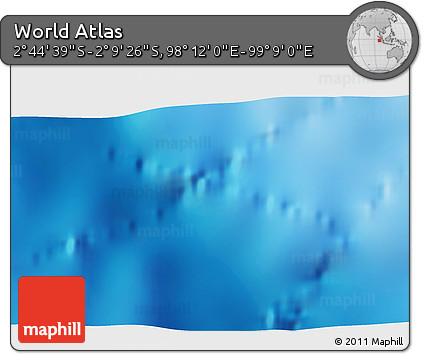 Shaded Relief 3D Map of the Area around 2° 27' 3" S, 98° 40' 30" E