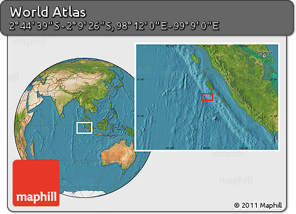 Satellite Location Map of the Area around 2° 27' 3" S, 98° 40' 30" E