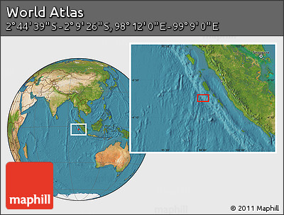 Satellite Location Map of the Area around 2° 27' 3" S, 98° 40' 30" E